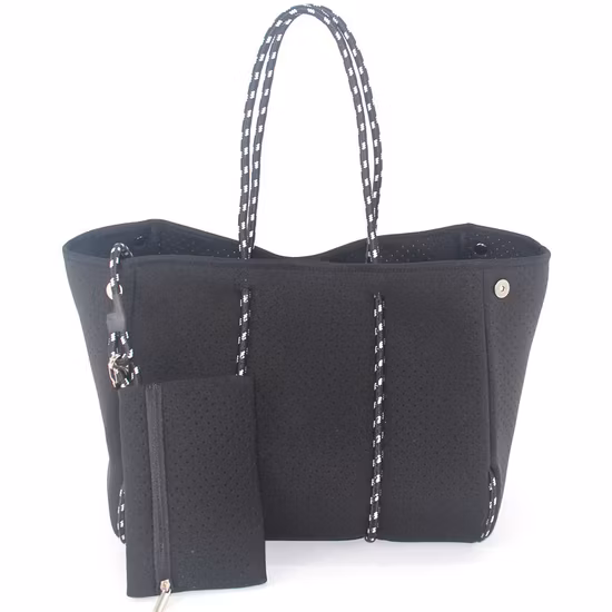 卸売穴あきネオプレン防水ファッショントートバッグランチピクニックビーチバッグ迷彩ショルダーハンドバッグバッグ